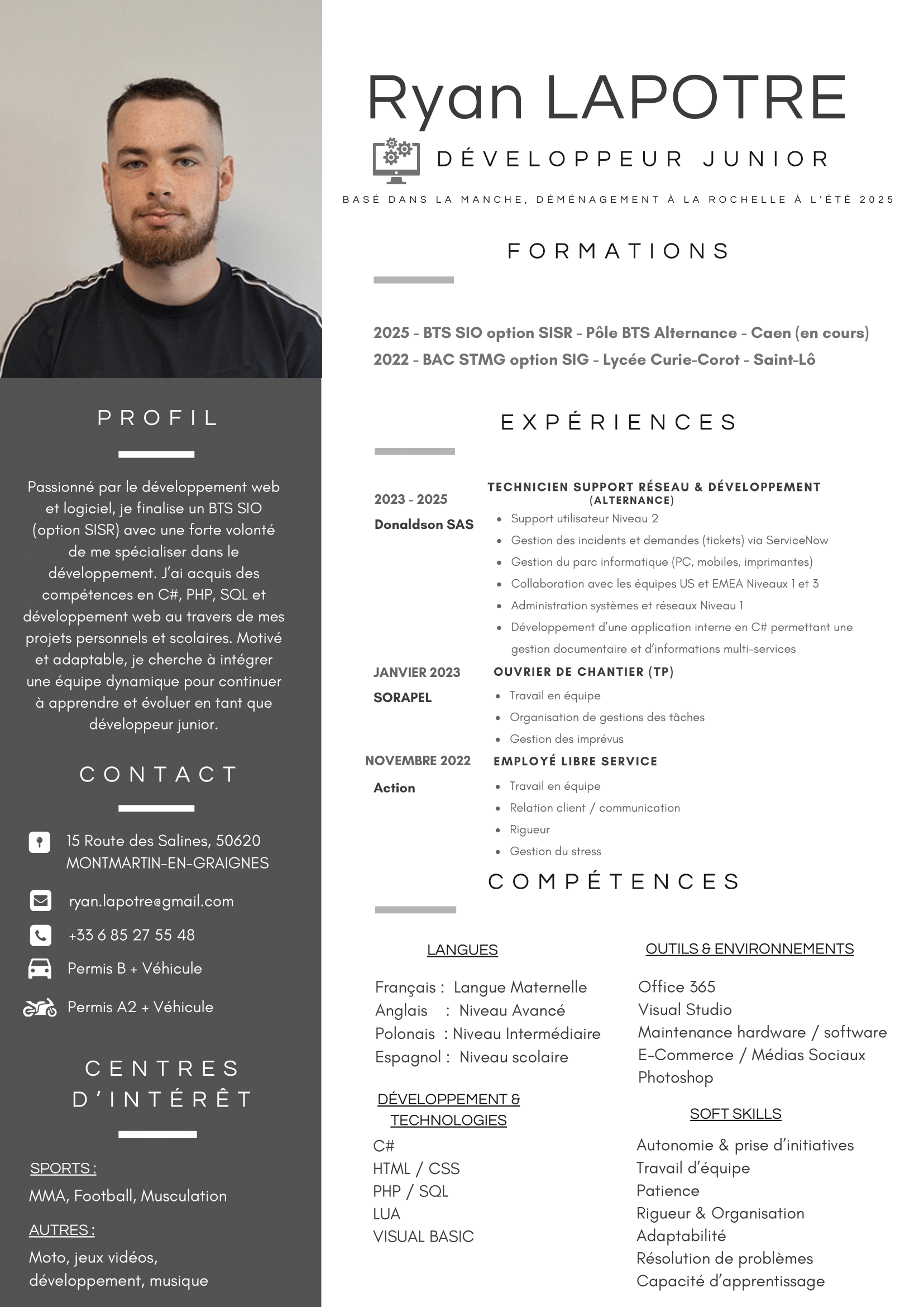 CV de Ryan Lapotre